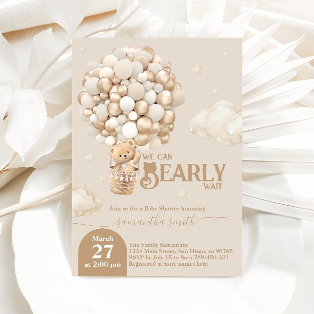 neutralt för  av babykläder för nalle Blegon Barly Inbjudningar (Skapare uppladdad)