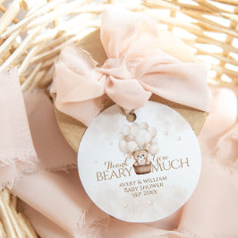 Neutralt för babykläder för nalle-ballong gåvor etiketter