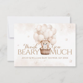 Neutralt för babykläder för nalle-ballong tack kort