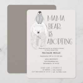 Neutralt för babyskor för mamman Bear Adoption Tau Inbjudningar