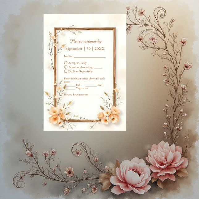 neutralt för Blommigt av rustik Elegant OSA Kort (Skapare uppladdad)