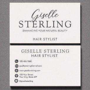 Neutralt för elegant Hair Stylist Beige  Visitkort