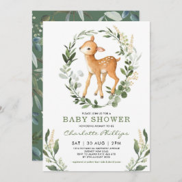Neutralt för enkel Grey Woodland Hjort Baby Shower Inbjudningar