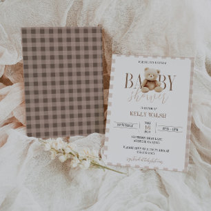 Neutralt för inbjudan till nalle för babyskor