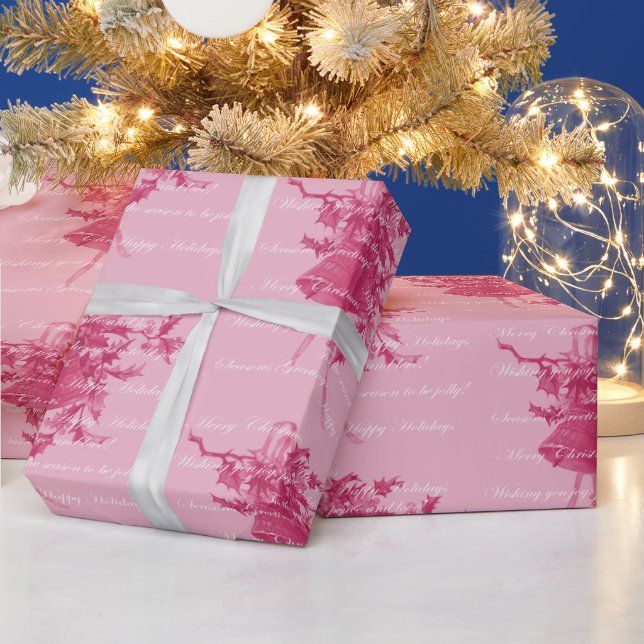 Neutralt för rosa i klockor vid julafton presentpapper (Helgdagar)