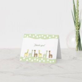 Neutralt för tackkort för giraffvänbaby shower