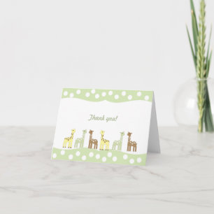 Neutralt för tackkort för giraffvänbaby shower