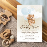 Neutralt för tidig väntan, blått och vitt babyskor inbjudningar<br><div class="desc">Den här Neutralten för tidig väntan,  Blue and White Baby Shower är perfekt för din fluffy- och nalle-händelse!</div>