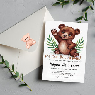 Neutralt för tidig väntan, Grönt och vit babyskal Inbjudningar