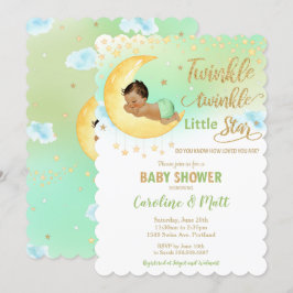Neutralt för Twinkle Little Star Brown Baby Shower Inbjudningar