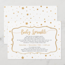 Neutralt Gender Baby Sprinkle - vita guld-stjärnor