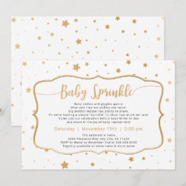 Neutralt Gender Baby Sprinkle - vita guld-stjärnor Inbjudningar