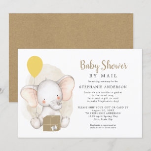 Neutralt Gender Elephant Baby Shower by Mail Inbjudningar