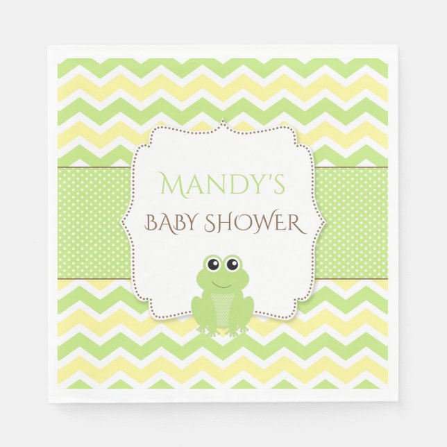 Neutralt Gender Frog Baby Shower napkins Pappersservett (Framsidan)