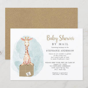 Neutralt Gender Giraffe Baby Shower by Mail Inbjudningar