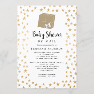 Neutralt Gender Guld Star Baby Shower med post Inbjudningar
