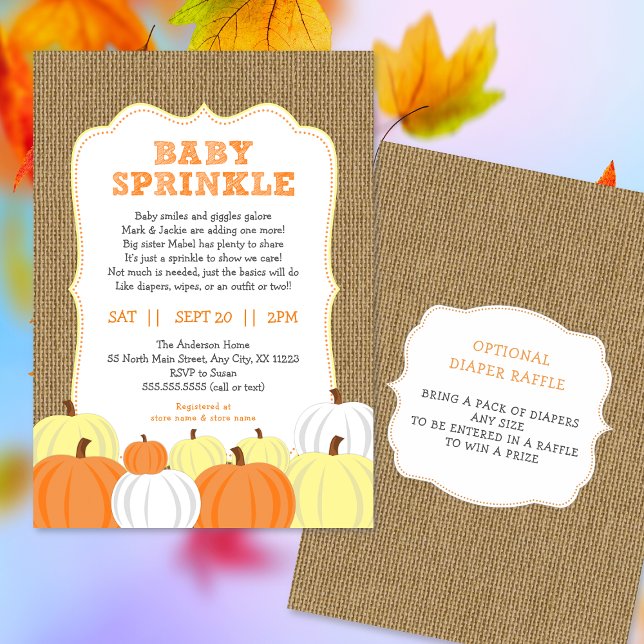 Neutralt Gender Pumpkin baby sprinkle-inbjudan Inbjudningar (Skapare uppladdad)