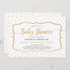 Neutralt Gender White Guld Dot Baby Shower Inbjudningar