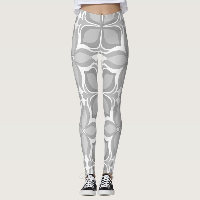 Neutralt geolmetriska plattor leggings (Framsida)