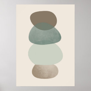 Neutralt Geometrics Simple Boho Teckning Boho Chic Poster