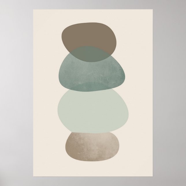 Neutralt Geometrics Simple Boho Teckning Boho Chic Poster (Framsidan)
