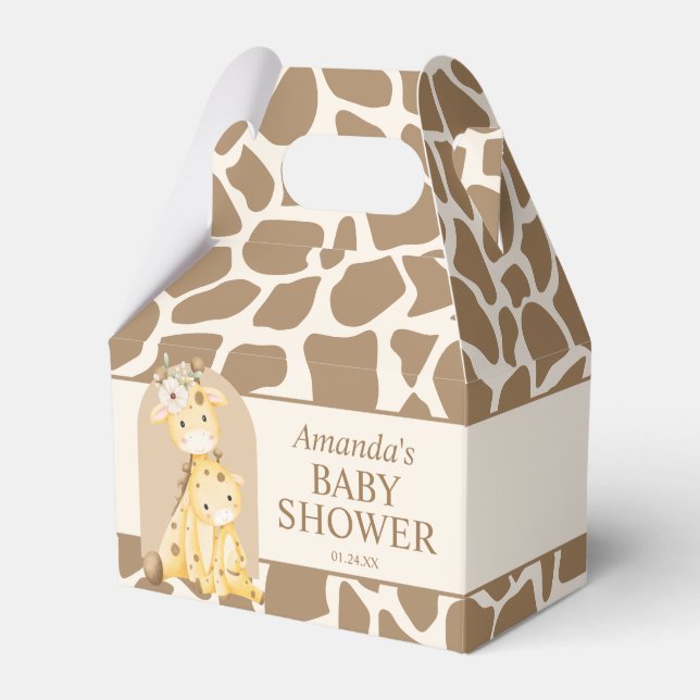 Neutralt Giraffe Baby Shower Gable Box Presentaskar (Framsidan Sidan)