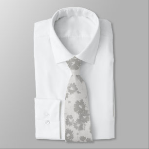 Neutralt Grått Abstrakt Blommigt Tie Modern Flower Slips
