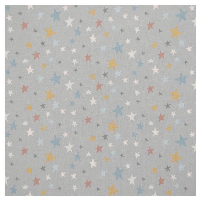 Neutralt Grått Scattered Stars Guld Baby Nursery Tyg (Provkarta)