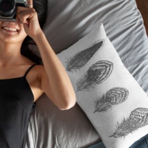 Neutralt Grått Trendig Fjädra Prydnadskudde