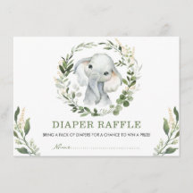 Neutralt Greenery Guld Elephant Baby Diaper Raffle
