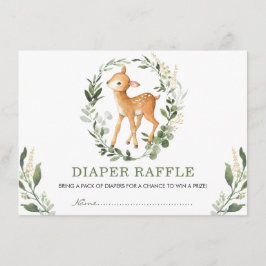 Neutralt Greenery Guld Woodland Hjort Diaper Raffl Tilläggskort