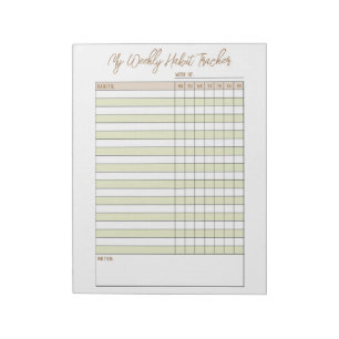 Neutralt Grönt Brown Weekly Habit Tracker Anteckni Anteckningsblock