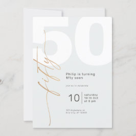 Neutralt Guld Elegant Calligraphy Birthday Inbjudningar
