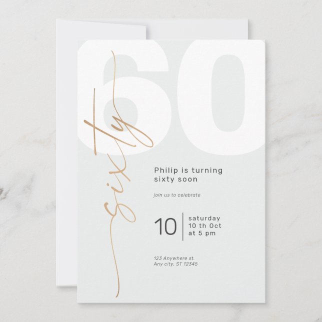 Neutralt Guld Elegant Calligraphy Birthday Inbjudningar (Framsida)