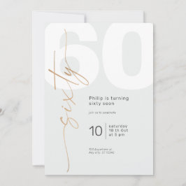 Neutralt Guld Elegant Calligraphy Birthday Inbjudningar