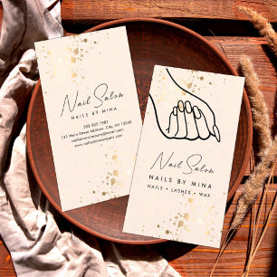 Neutralt Guld Specks Hand Nail Salon Visitkort