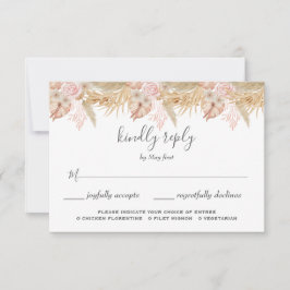 Neutralt Handflatan och Pampas Flower Decor Bröllo OSA Kort