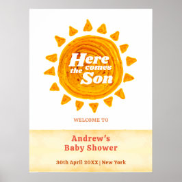 Neutralt Här välkomnas Kom Boho Baby Shower Poster