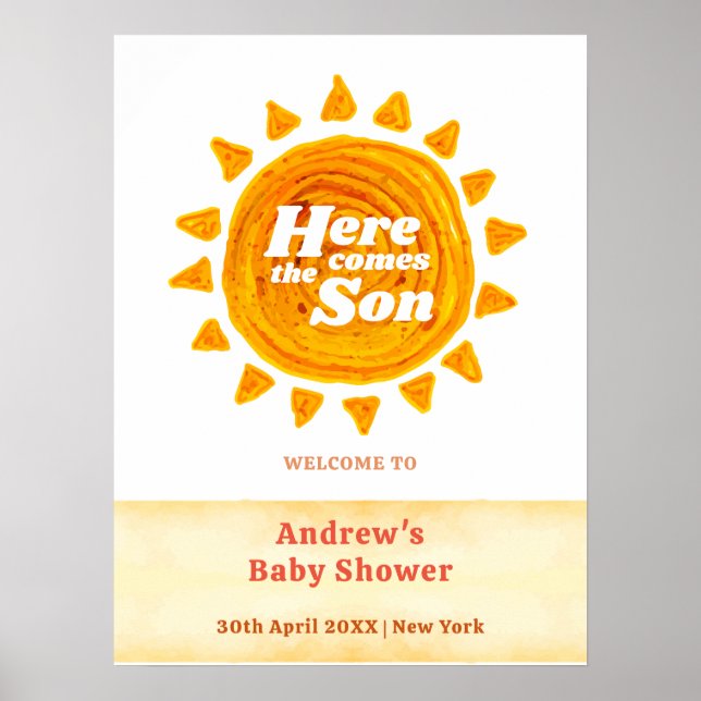 Neutralt Här välkomnas Kom Boho Baby Shower Poster (Framsidan)