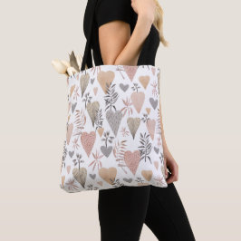 Neutralt Heart Mönster Tote | Romantic Everaily Ba Tygkasse