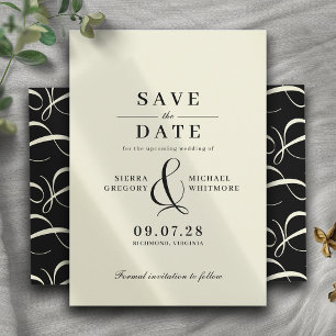 Neutralt Ivory + Black Klassisk modern Vintage Spara Datumet