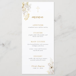 Neutralt Ivory Guld Wildblomma Baptism Menu Meny