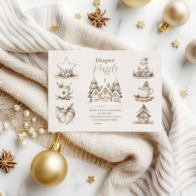 Neutralt jul Collage Baby Show Diapper Raffle Tilläggskort (Skapare uppladdad)