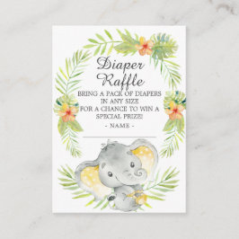 Neutralt Jungle Elephant Baby Shower Diaper Raffle Tilläggskort