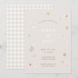 Neutralt Kids Beach Bassäng Party Theme Birthday Inbjudningar