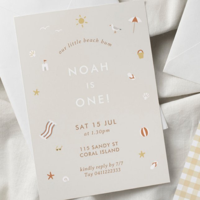 Neutralt Kids Beach Bassäng Party Theme Birthday Inbjudningar (Skapare uppladdad)