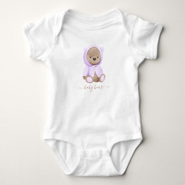 Neutralt Lavender Nalle Baby Bear T Shirt (Framsida)