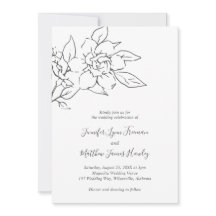 Neutralt Line Art Blommigt Elegant bröllop allt i 