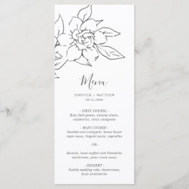 Neutralt Line Art Blommigt Elegant bröllop Meny