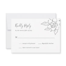 Neutralt Line Art Blommigt Elegant bröllop